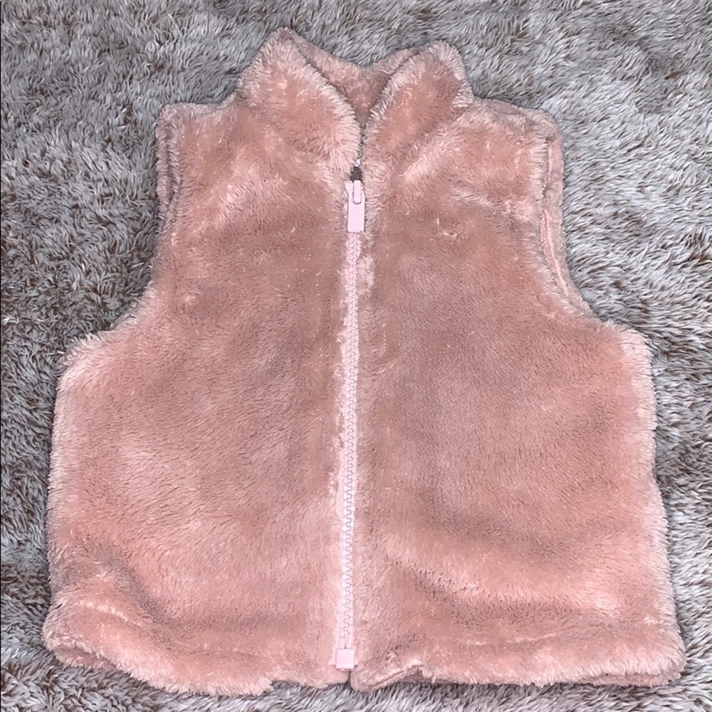 OLD NAVY PINK FAUX FUR VEST